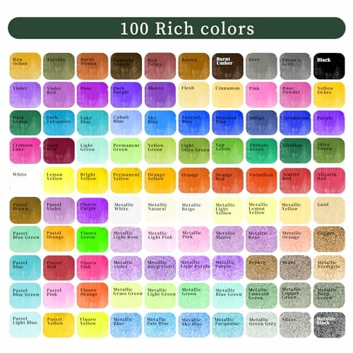 Palette de 100 couleurs riches avec noms.