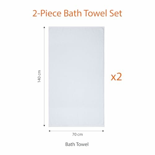 Ensemble de deux serviettes de bain blanches avec dimensions.