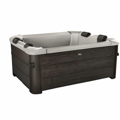 Bain à remous moderne avec panneaux latéraux sombres.
