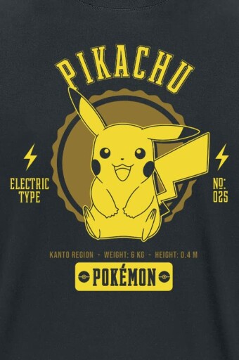 T-shirt Pikachu Homme Manches Courtes Noir