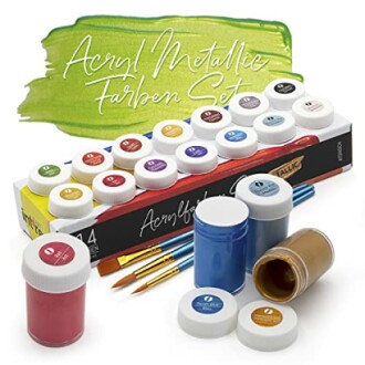 Ensemble de peintures acryliques métalliques avec pinceaux