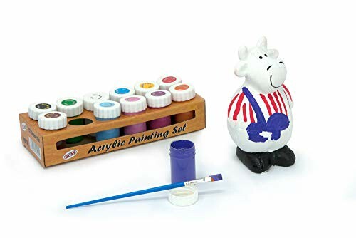 Ensemble de peinture acrylique avec figurine de vache.