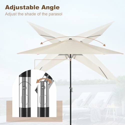 Parasol avec angle réglable pour l'ombre.