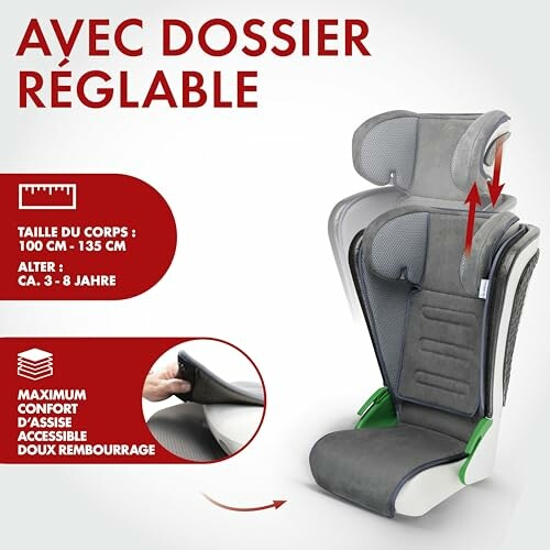 Siège auto réglable pour enfants avec dossier ajustable