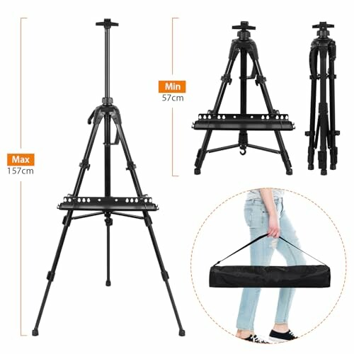 Chevalet d'artiste réglable avec étui de transport