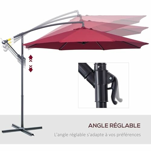 Parasol d'extérieur avec angle réglable.