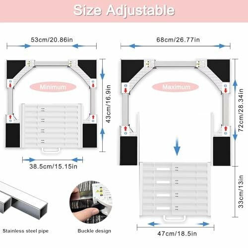 Base réglable pour appareils ménagers avec dimensions