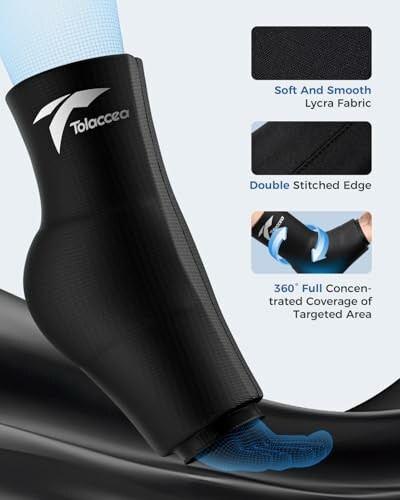 Support de cheville en tissu Lycra, bord double couture, couverture complète.