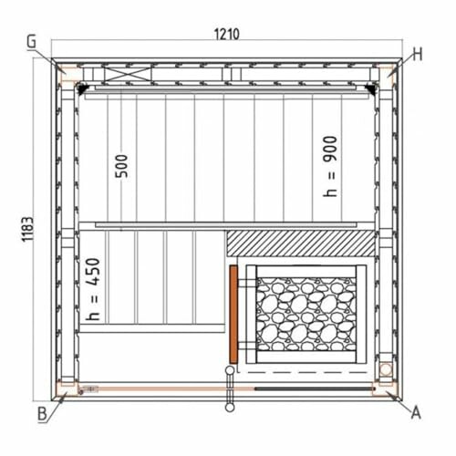 Plan architectural avec dimensions et détails techniques.