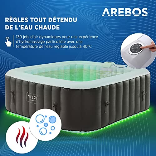 Spa gonflable Arebos avec jets d'air et contrôle de température
