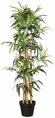 Plante de bambou artificielle en pot noir.