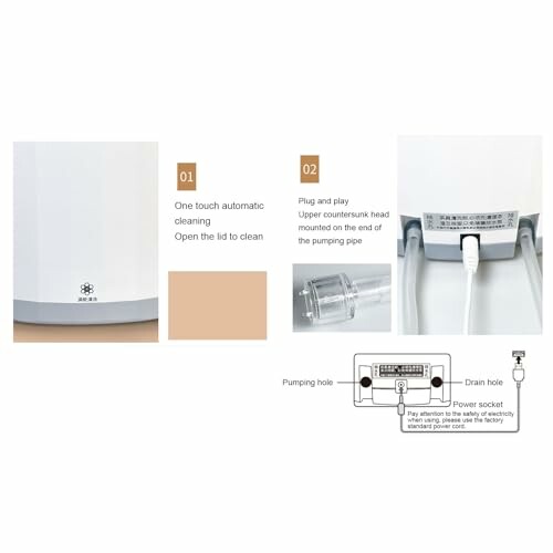 Instructions pour le nettoyage automatique et le branchement de la pompe