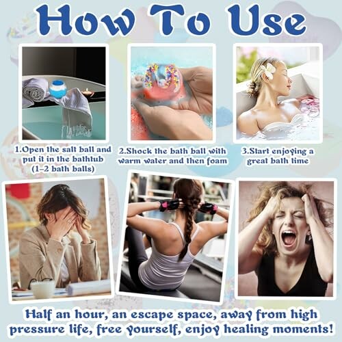 Instructions d'utilisation des boules de bain pour une expérience relaxante.
