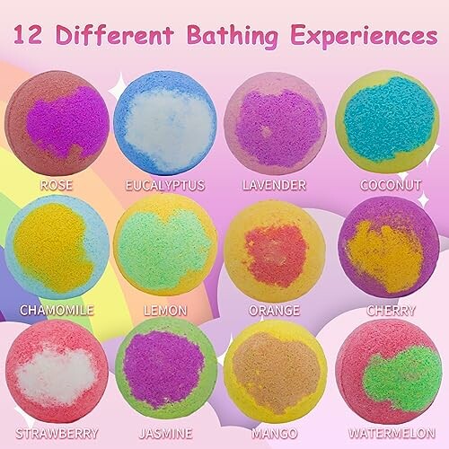 Douze bombes de bain aux parfums variés.
