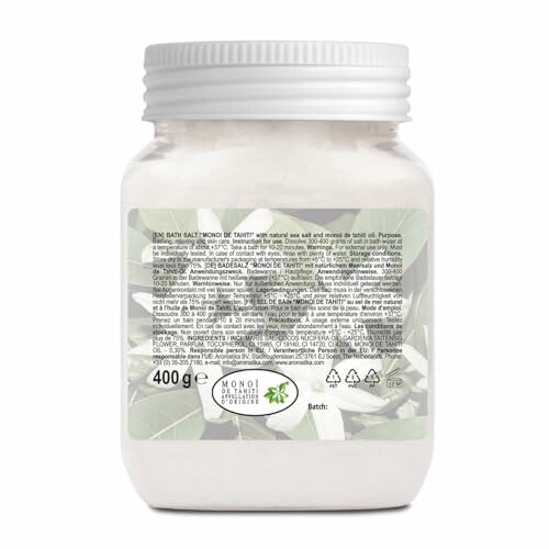 Pot de sel de bain avec étiquette détaillée