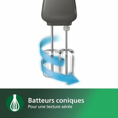 Batteurs coniques avec flèche bleue indiquant le mouvement