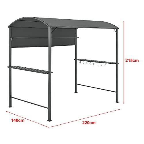 Abri de barbecue en métal avec dimensions.