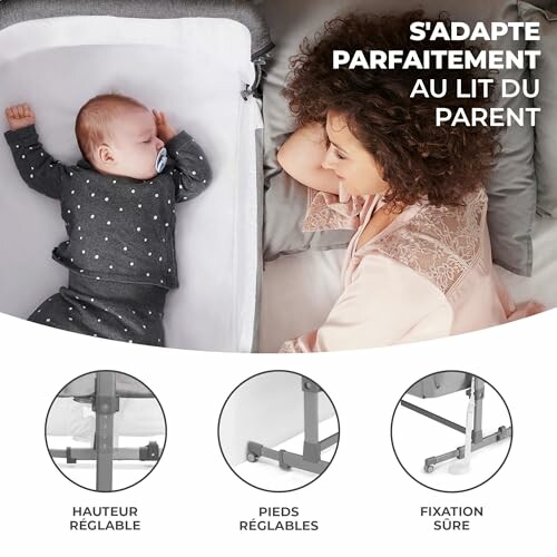 Mère et bébé dormant ensemble dans un lit attaché