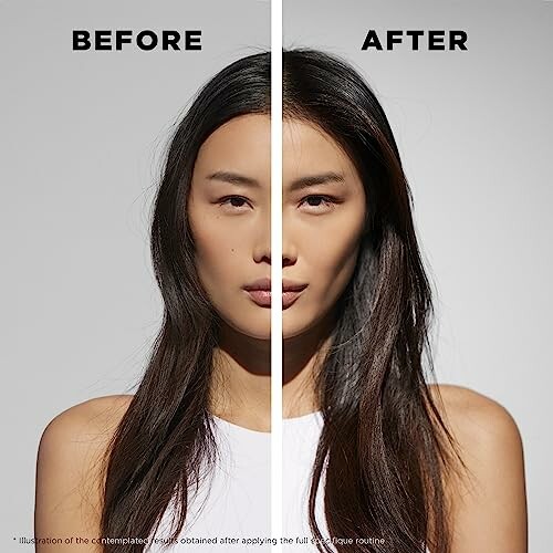 Comparaison avant et après d'un soin de la peau sur une femme.