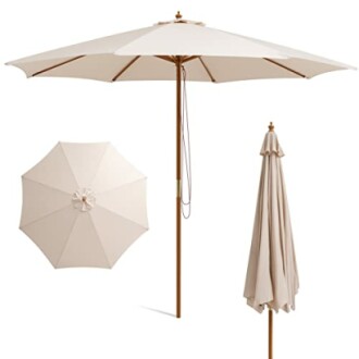 Parasol beige pour terrasse