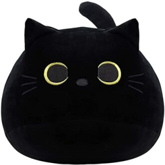 Jouet en peluche chat noir avec yeux jaunes