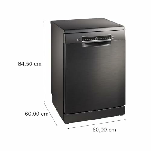 Lave-vaisselle noir avec dimensions indiquées