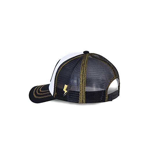 Casquette trucker noire et or avec éclair.