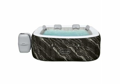 Spa gonflable noir avec texture marbre
