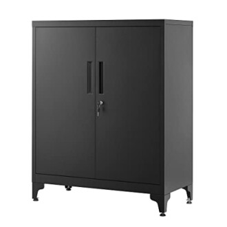 Armoire de rangement en métal noir avec portes verrouillables