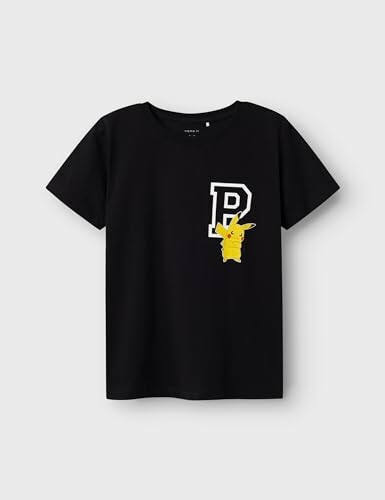 T-shirt noir avec Pikachu et lettre P