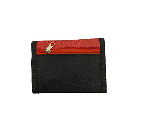 Portefeuille noir avec fermeture éclair rouge