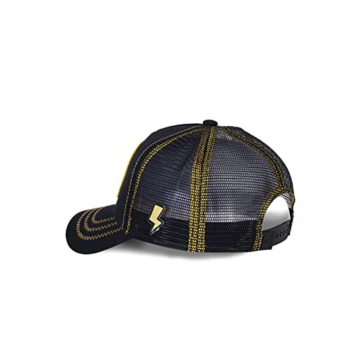 Casquette trucker noire et jaune avec motif éclair