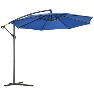 Parasol bleu suspendu pour terrasse