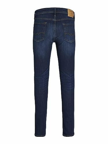 Vue arrière d'un jean en denim bleu.