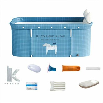 Baignoire portable bleue avec accessoires