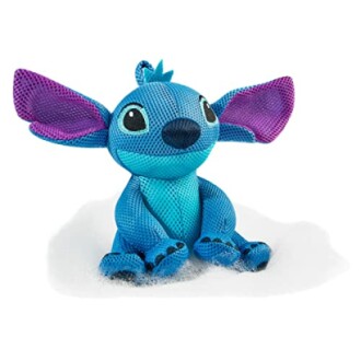 Jouet en peluche bleu d'un extraterrestre assis.