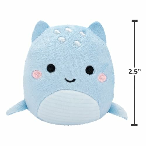 Peluche bleue en forme d'animal avec visage souriant