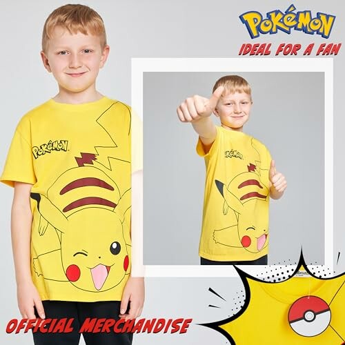 Garçon portant un t-shirt Pikachu