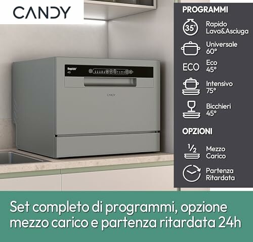 Lave-vaisselle de comptoir Candy avec options de programme