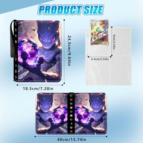Taille du produit pour le classeur de cartes avec dimensions.
