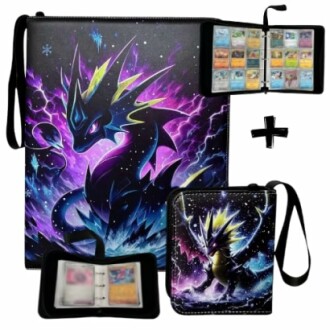 Classeur de cartes avec motif de dragon coloré.