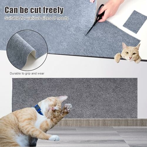 Tapis gris pour chat, facile à découper.