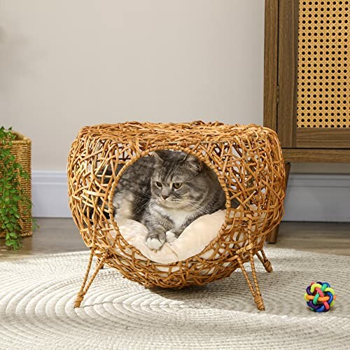 PawHut Panier Niche Maison pour Chat