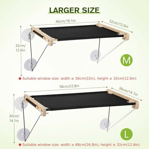 Dimensions du perchoir pour chat de taille M et L.