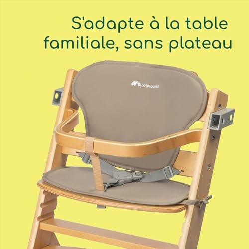 Chaise haute pour bébé sans plateau, adaptée à la table familiale.