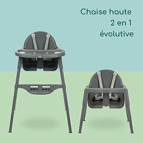 Chaise haute évolutive pour enfants, deux positions.