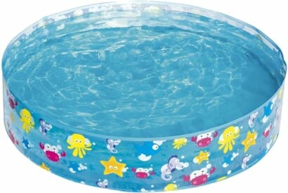 Piscine gonflable pour enfants avec motifs d'animaux marins.