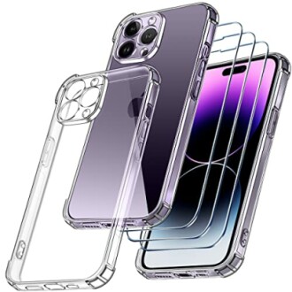 Coque de téléphone transparente et protecteurs d'écran.