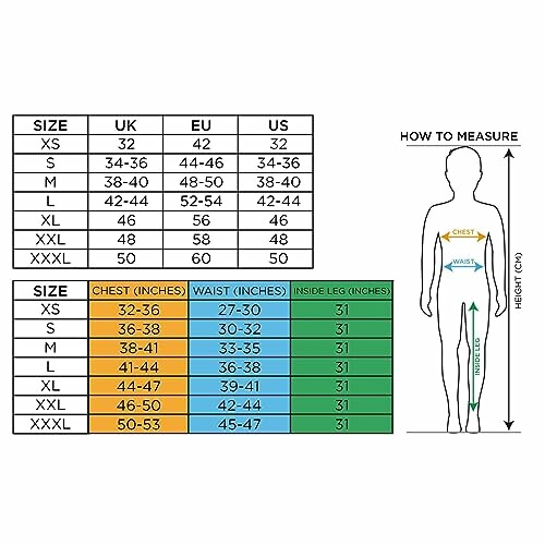 Tableau des tailles de vêtements avec guide de mesure