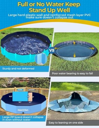Comparaison de piscines pliables avec et sans eau